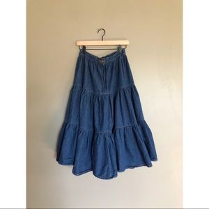 Vintage tiered demin maxi skirt